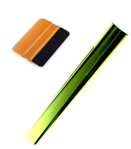 Kit bandeau pare soleil film réfléchissant vert chrome 150X20cm avec raclette douce